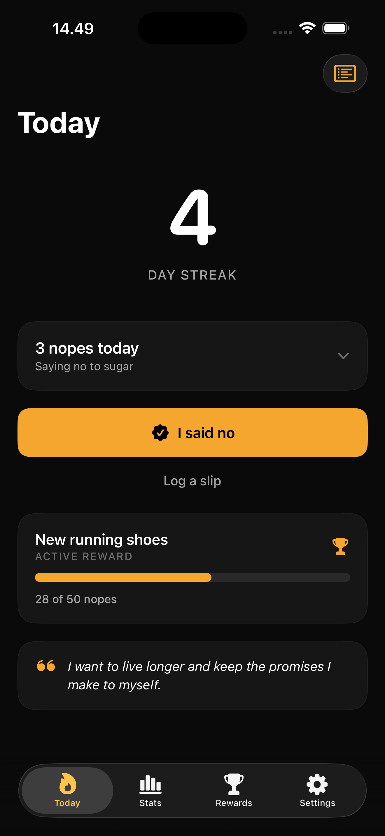 Noope app shown on iPhone